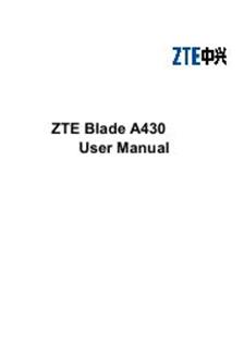 ZTE A430 manual. Smartphone Instructions.